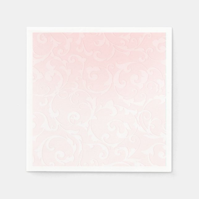 Serviette En Papier Princesse Rose Damassé Élégant Mariage Conte de Fé (Devant)