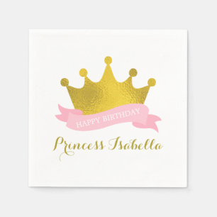 Serviette En Papier Princesse rose et or fête d'anniversaire