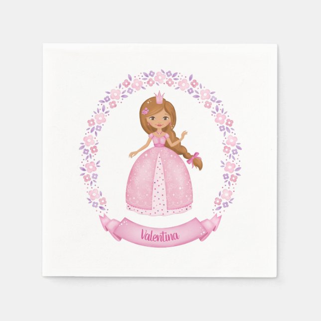 Serviette En Papier Princesse Rose mignon Personnalisé (Devant)