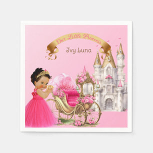 Serviette En Papier Princesse Royale Carrosse Château Rose Or Fille