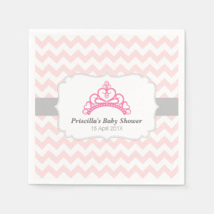 Serviette En Papier Princesse Tiara, Chevron Rose, Bébé Douche fille