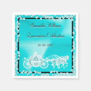 Serviette En Papier Princesse turquoise Coach & Horses Quinceañera
