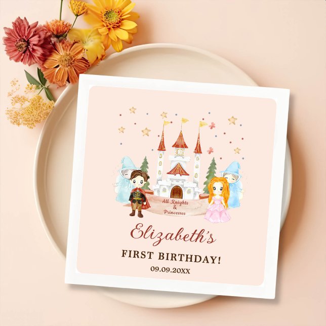 Serviette En Papier Princesses et Chevaliers Fête d'Anniversaire (Créateur téléchargé)