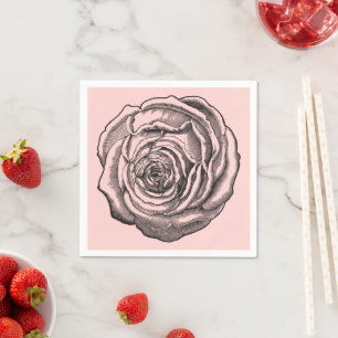 Serviette En Papier Printemps à Paris Rose botanique sur rose pâle