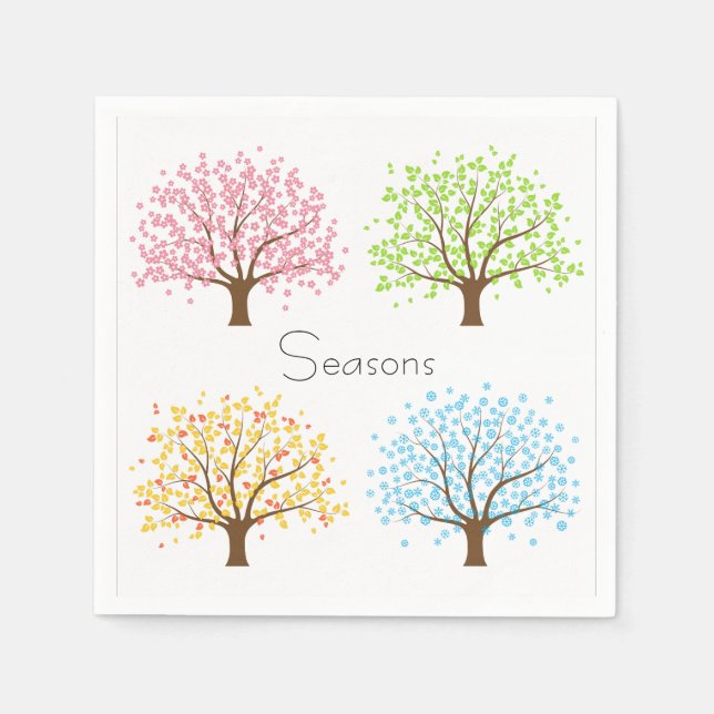 Serviette En Papier Printemps Été Automne Hiver Arbres Papier serviett (Devant)
