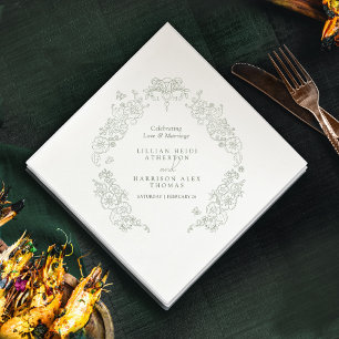 Serviette En Papier Printemps Fleur de lis mariage sauge vert blanc