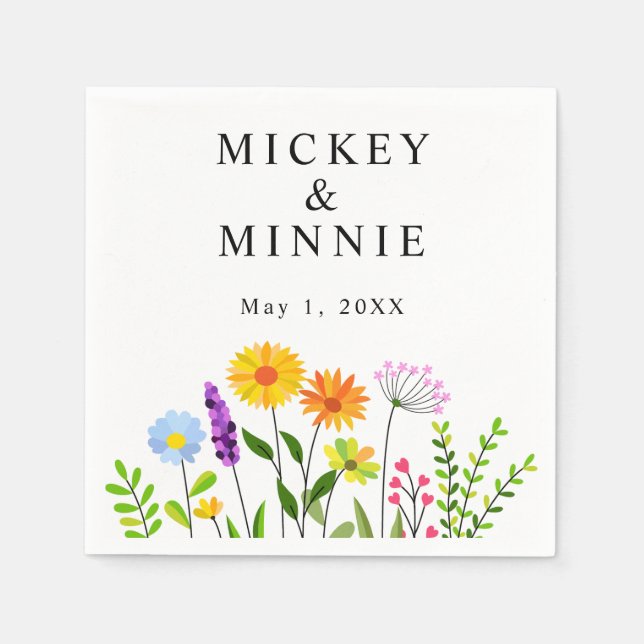 Serviette En Papier Printemps Floral Élégant Mariage (Devant)