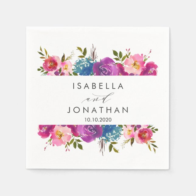 Serviette En Papier Printemps Luxuriant | Cadre de fleurs mariage sur  (Devant)