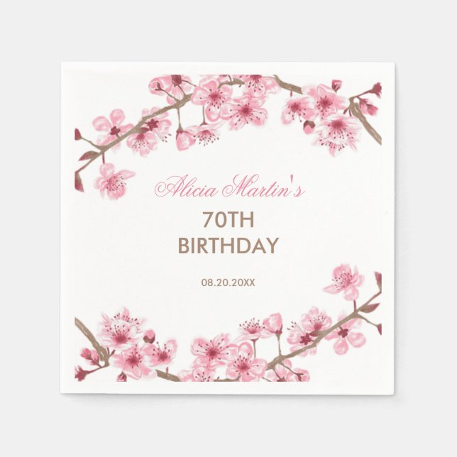 Serviette En Papier Printemps rose cerisier fleurs Fleur anniversaire (Devant)
