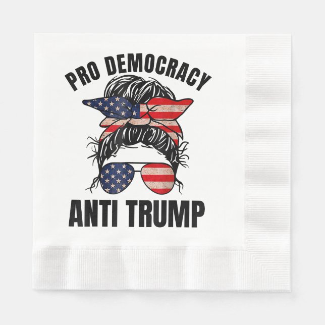 Serviette En Papier Pro Democracy - Anti Trump Messy Bun drapeau améri (Devant)
