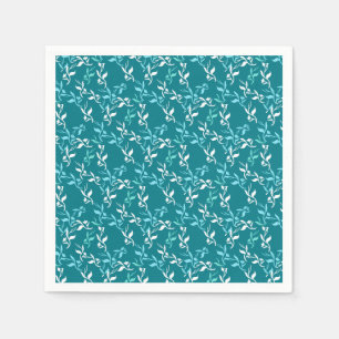 Serviette En Papier Produit à motif de feuilles blanches turquoise