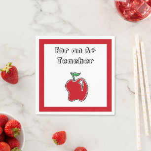 Serviette En Papier Professeur A+ Pomme Rouge École Cartoon Cool
