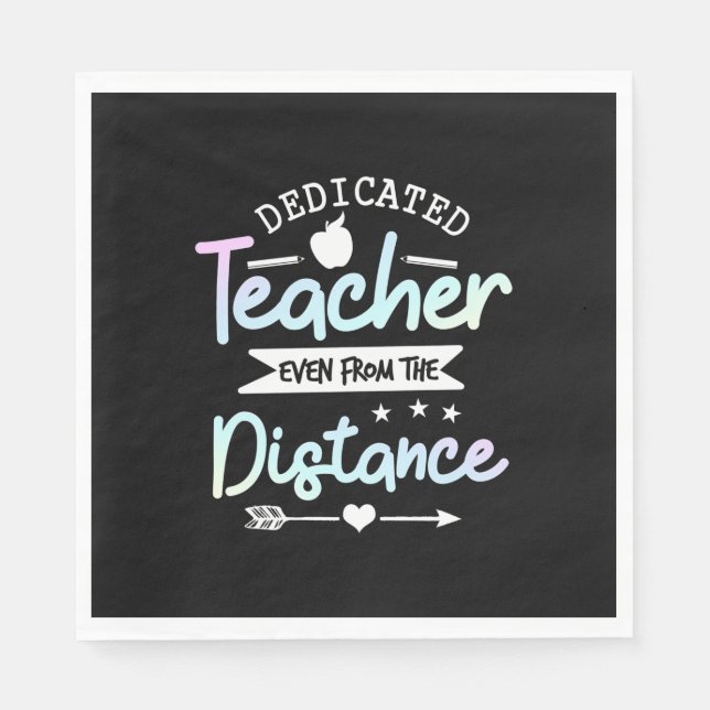 Serviette En Papier Professeur Cadeaux | Distance de l'enseignant dédi (Devant)