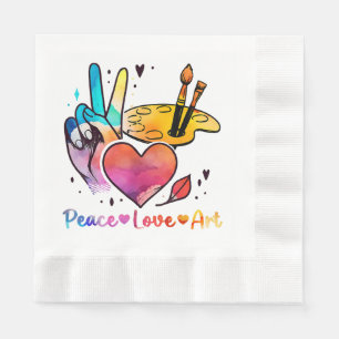 Serviette En Papier Professeur D'Art Peace Love Art Pour Artistes Et P
