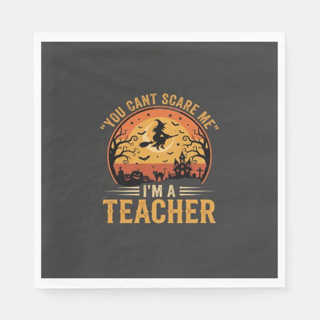 Serviette En Papier Professeur de Halloween Sorcière Chat Design (Devant)