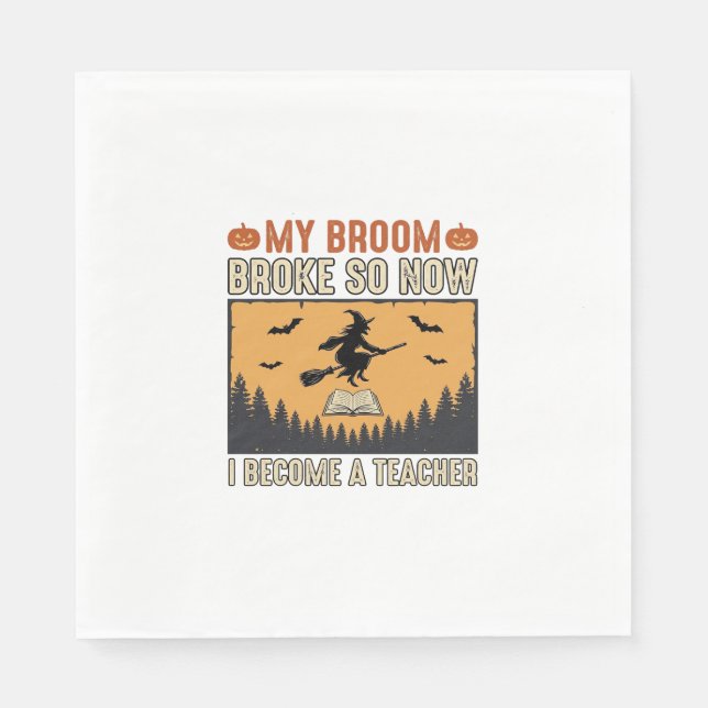 Serviette En Papier Professeur d'Halloween Balai Cassa Conception Vint (Devant)