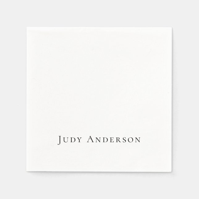 Serviette En Papier Professionnel Plain Moderne Élégant Votre Nom (Devant)