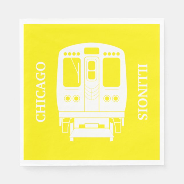 Serviette En Papier Profil de White Chicago "L" sur Yellow Arrière - p (Devant)