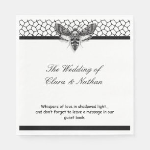 Serviette En Papier Programme de mariage crâne de papillon gothique –