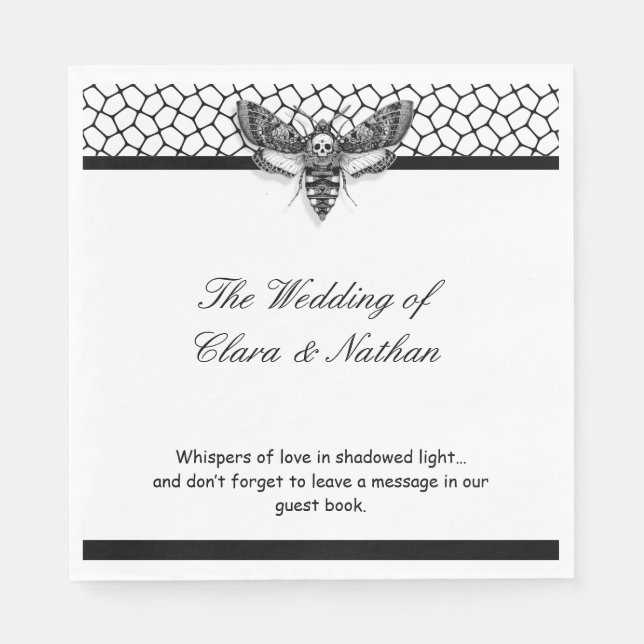 Serviette En Papier Programme de mariage crâne de papillon gothique –  (Devant)