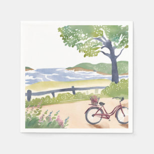 Serviette En Papier Promenade à vélo sur l'île Aquarelle Martha's Vi
