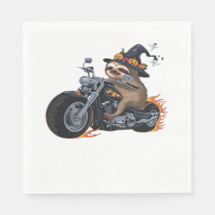 Serviette En Papier Promenade de moto de paresseux effrayant Halloween