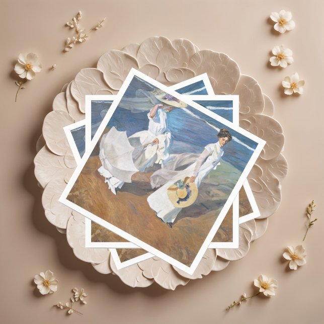 Serviette En Papier Promenade le long du bord de mer, Joaquín Sorolla (Créateur téléchargé)