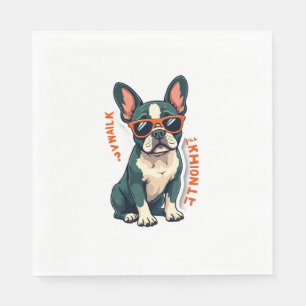 Serviette En Papier Promenade Vintage J'y Réfléchirai Bouledogue Franç