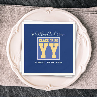 Serviette En Papier Promotion 2026 Élégante Bleu Royal et Or de la Rem