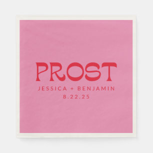 Serviette En Papier Prost Super rose rouge typographie Noms Mariage