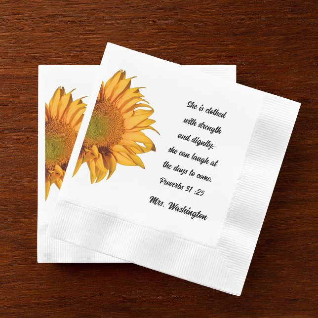 Serviette En Papier Proverbes 31:25 Grande Chrétienne Femme Tournesol (Créateur téléchargé)