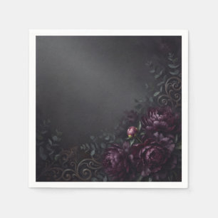 Serviette En Papier Prune & Charbon de Bois Pivoine de Minuit Régence