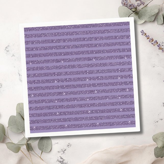 Serviette En Papier Prune Pailleté Style Rayures Horizontales (Créateur téléchargé)