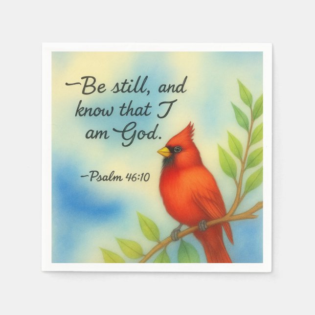 Serviette En Papier Psalm 46:10 Be Still Red Cardinal Scripture Nature (Devant)