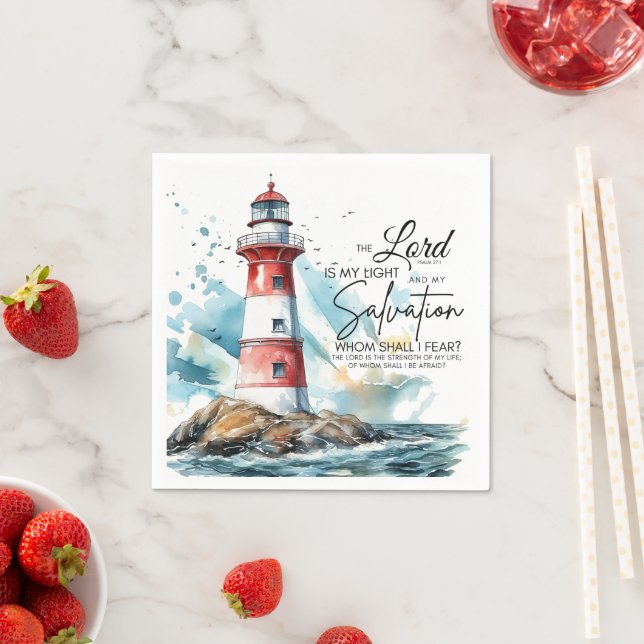 Serviette En Papier Psaume 27:1 La Bible Éternel est ma Lumière et mon (En situation)