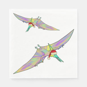 Serviette En Papier Ptérodactyle Dinosaure de Noël Coloré Drôle Festif