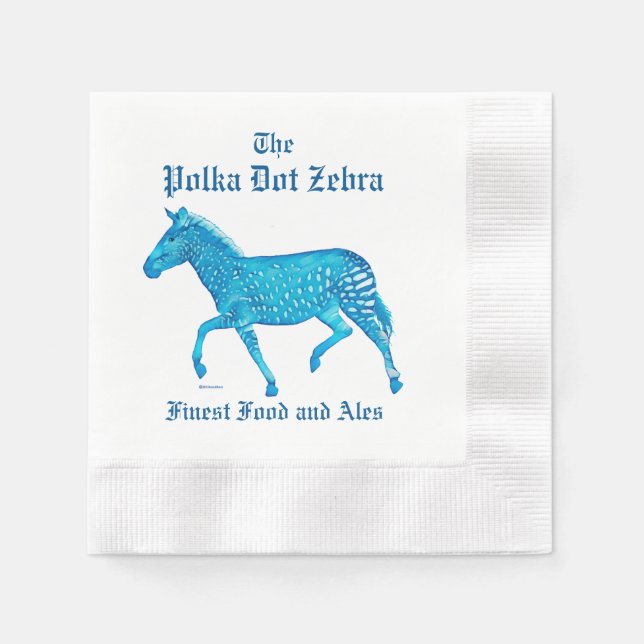 Serviette En Papier Pub anglais Polka Dot Zebra - Bleu (Devant)