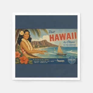 Serviette En Papier Publicité de voyage hawaïen de style vintage