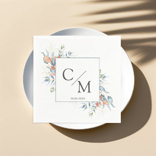 Serviette En Papier Puces monogrammes simples et élégantes