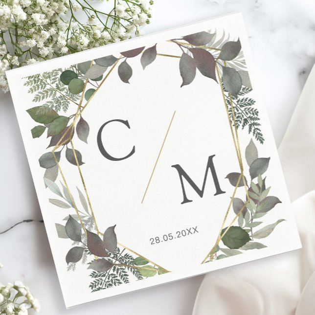 Serviette En Papier Puces monogrammes simples et élégantes (Créateur téléchargé)