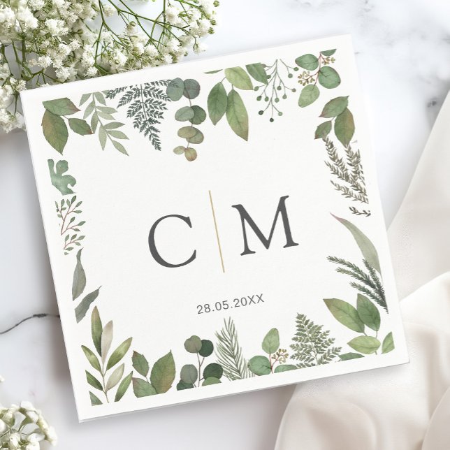 Serviette En Papier Puces monogrammes simples et élégantes (Créateur téléchargé)