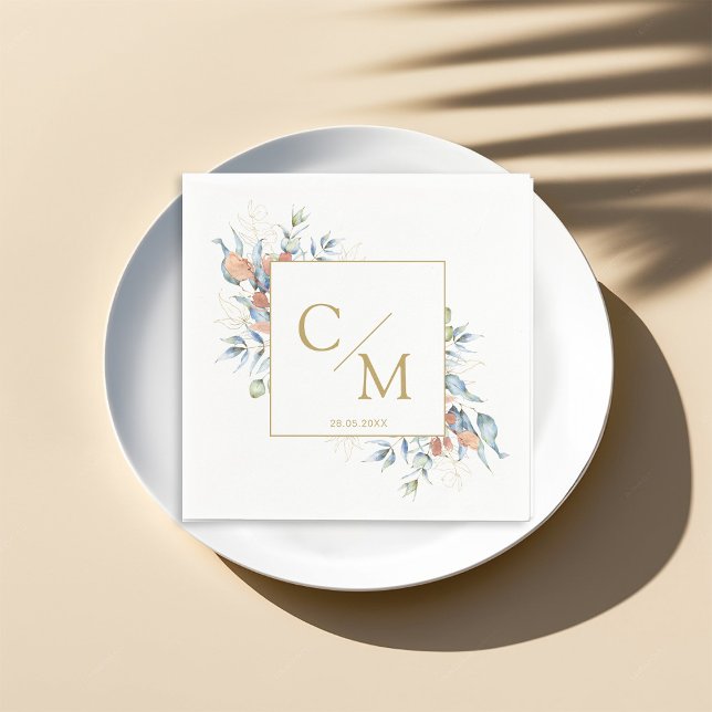 Serviette En Papier Puces monogrammes simples et élégantes (Créateur téléchargé)
