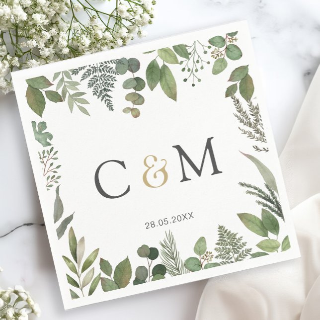Serviette En Papier Puces monogrammes simples et élégantes (Créateur téléchargé)