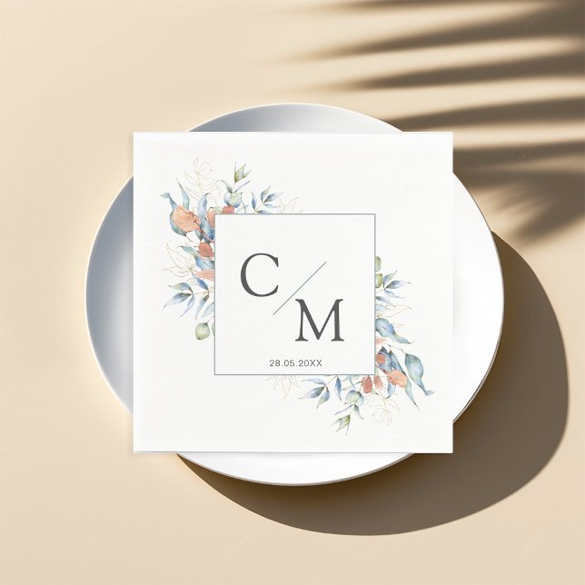 Serviette En Papier Puces monogrammes simples et élégantes (Créateur téléchargé)