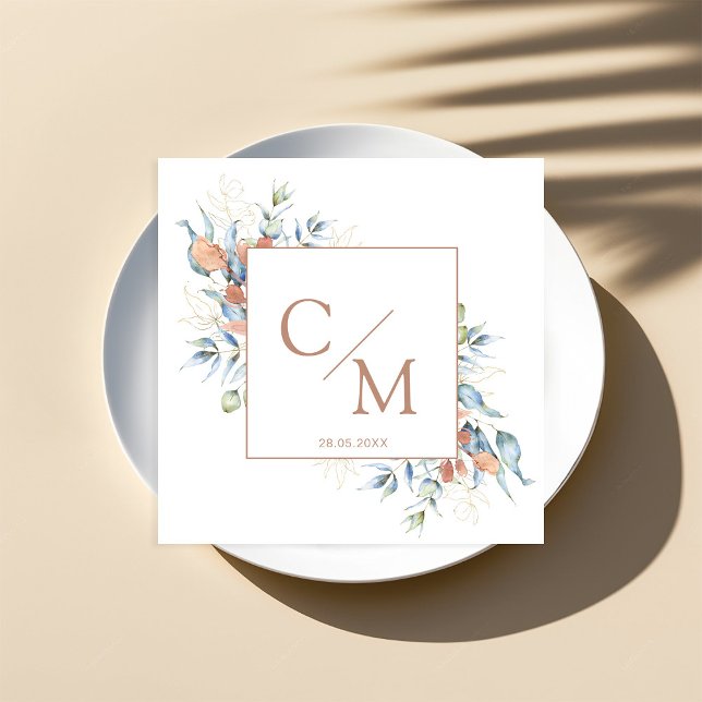 Serviette En Papier Puces monogrammes simples et élégantes (Créateur téléchargé)