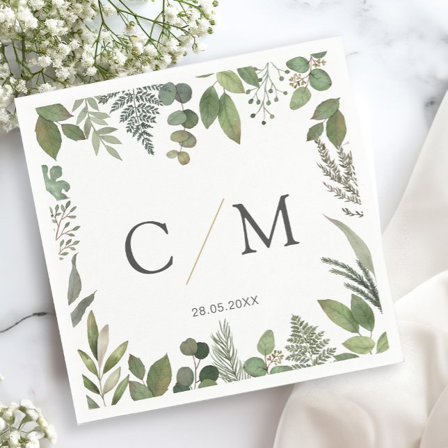 Serviette En Papier Puces monogrammes simples et élégantes (Créateur téléchargé)