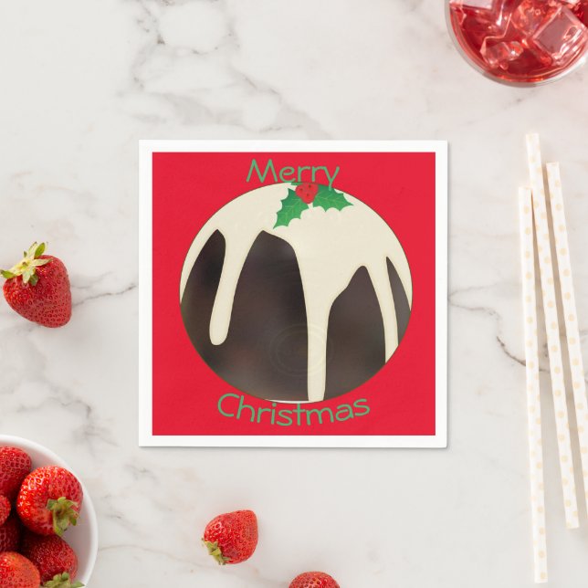 Serviette En Papier Pudding de Noël aux pelouses, (En situation)