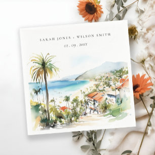 Serviette En Papier Puerto Vallarta Mexique paysage aquarelle Mariage