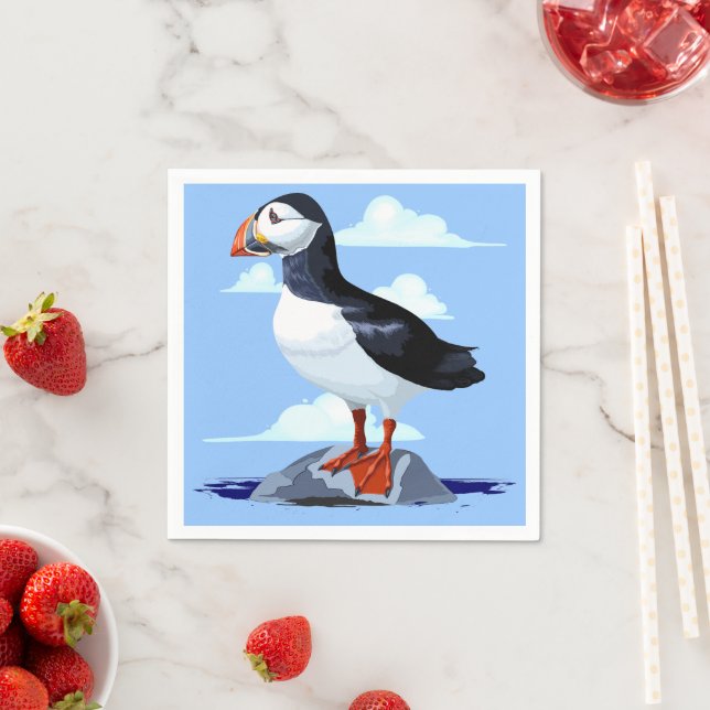 Serviette En Papier Puffin Cute Oiseau de mer Atlantique (En situation)