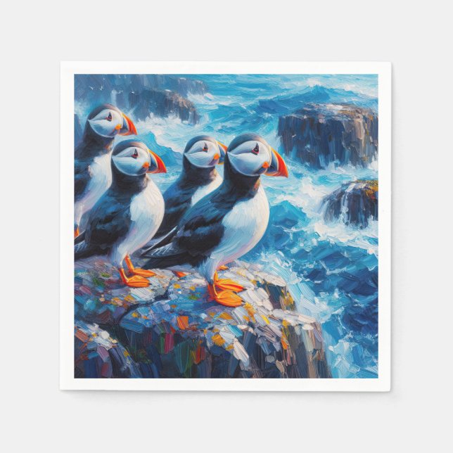 Serviette En Papier Puffins (Devant)